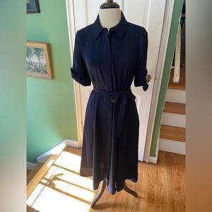 Navy Blue Calvin Klein Dress with belt, Size 10